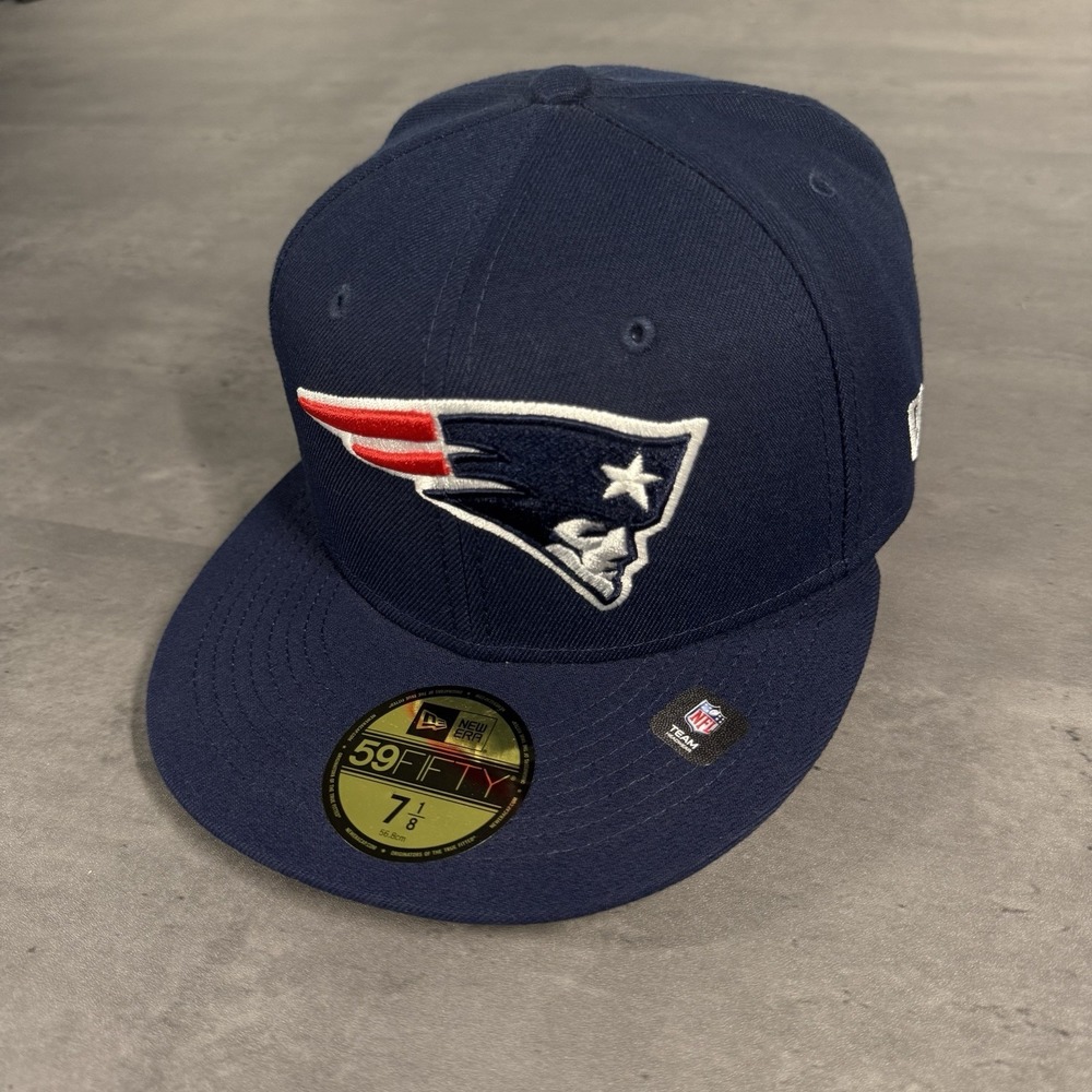 New England Patriots Hat New Era Cap 7 1/8 Navy Neon Green Patch Big Logo NFL